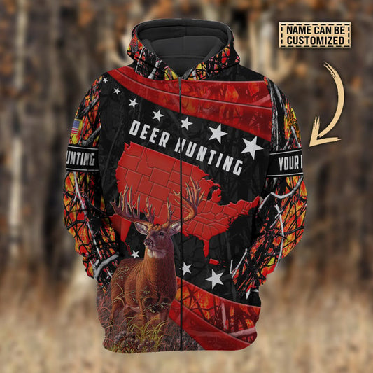 BlueJose Personalized Name Premium Deer Hunting Hoodie & Zip Hoodie Multicolor