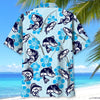 BlueJose Fishing Floral Pattern Blue Hawaiian Shirt