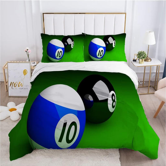 BlueJose Green Billiards 8-Ball & 10-Ball Bedding Set