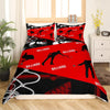 BlueJose Billiards Red and Black Geometric Ball Ombre Bedding Set