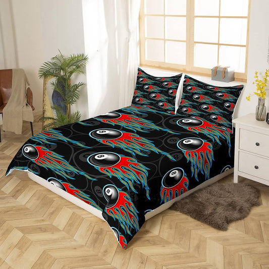 BlueJose Billiards 8-Ball Pattern Bedding Set