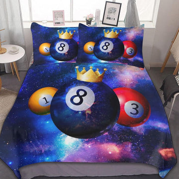 BlueJose Galaxy Cloud Black Billiard 8-Ball Crown Bedding Set