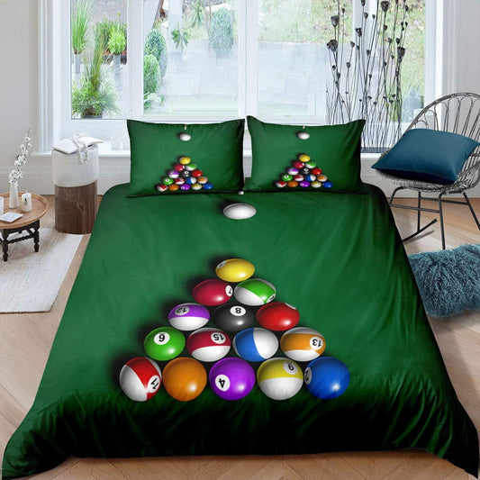 BlueJose Billiards Rack Green Bedding Set