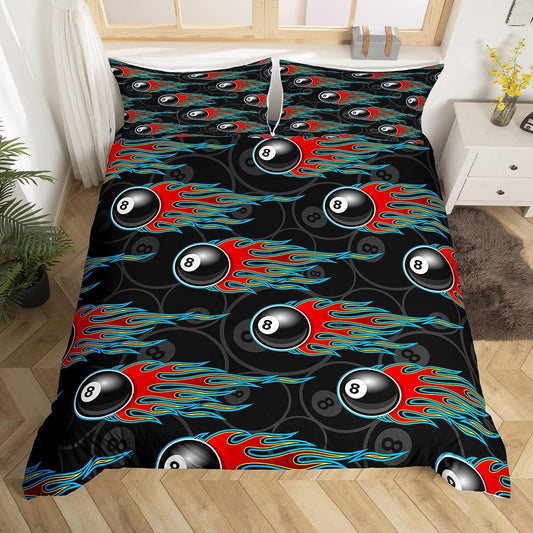 BlueJose Billiards 8-Ball Pattern Bedding Set