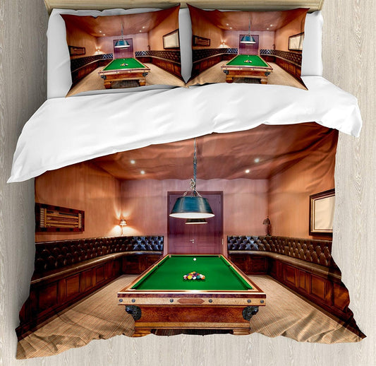 BlueJose Entertainment Room in Mansion Pool Table Billiards Bedding Set