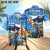 BlueJose Fishing Boat Blue Beer Personalized Hawaiian Shirt (12 Fish Species)