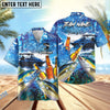 BlueJose Fishing Boat Blue Beer Personalized Hawaiian Shirt (12 Fish Species)