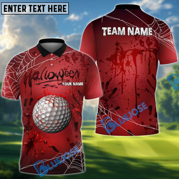 BlueJose Spooky Halloween Golf Polo Shirt, Custom Name & Team Name 3D Shirts