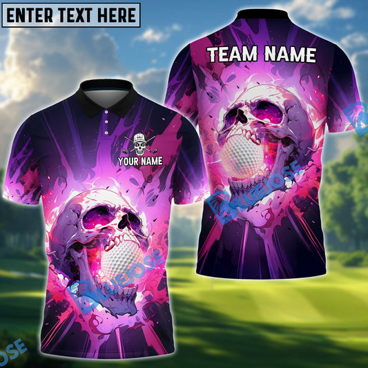 BlueJose Skull Blast Golf Polo Shirt, Customized Name & Team Name 3D Shirts (4 Colors)