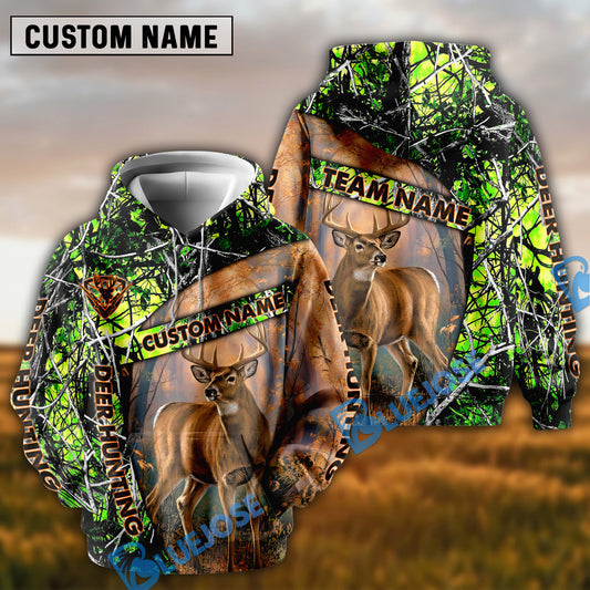 BlueJose Green Camo Deer Hunting Hoodie Personalized 3D Hoodie For Hunting Lover