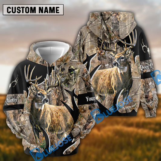 BlueJose Brown Camo Deer Hunter Hoodie Personalized 3D Hoodie For Hunting Lover