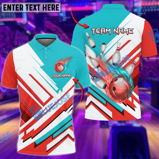 BlueJose Bowling And Pins The Twinside Flame Customized Name 3D Shirt (4 Colors)
