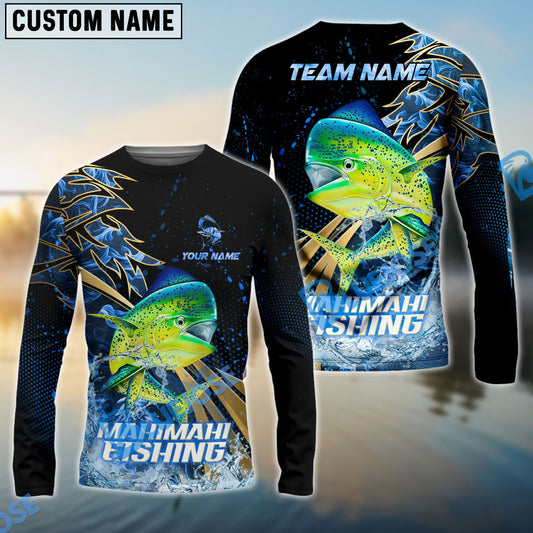 Bluejose Mahi-mahi Fishing Hooked Jump Splash Custom Name & Team Name 3D Shirts