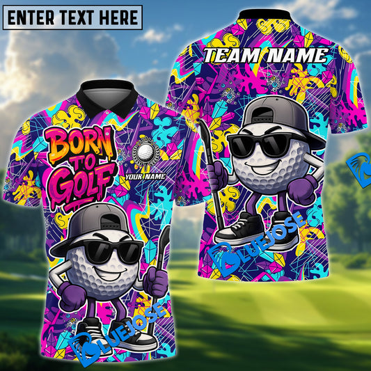 BlueJose Graffiti Golf King Polo Shirt, Custom Name & Team Name 3D Shirts