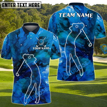 BlueJose Galaxy Swing Golf Shirt Customized Name, Team Name 3D Shirts (4 Colors)