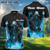 BlueJose Flaming Grim Reaper Golf Polo Shirt Customized Name, Team Name 3D Shirts (4 Colors)