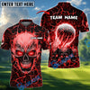 BlueJose Skull Golf Flaming Lava Ball Customized Name, Team Name 3D Shirts (4 Colors)