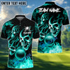 BlueJose Fire Flame Skull Golf Polo Shirt Customized Name, Team Name 3D Shirts (4 Colors)