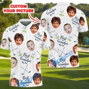 BlueJose Custom Kids Photo Shirt, Funny Golf Polo Shirt, Golf Gifts For Dad, Dad Golf Shirt For Father's Day