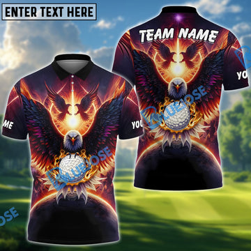 BlueJose Eagle Glow Golf Polo Shirt Customized Name, Team Name 3D Shirts (4 Colors)