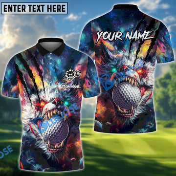 BlueJose Savage Wolf Golf Polo Shirt, Custom Name & Team Name 3D Shirts