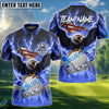 BlueJose Patriotic Eagle Golf Shirt Customized Name, Team Name 3D Shirts (4 Colors)