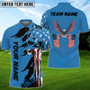 BlueJose Golf Skull US Flag Pattern Customized Name, Team Name 3D Shirts (4 Colors)