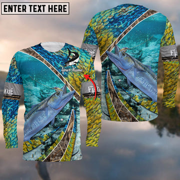 BlueJose Kingfish Skin And Camo Fishing Cool Customize Name 3D Shirts
