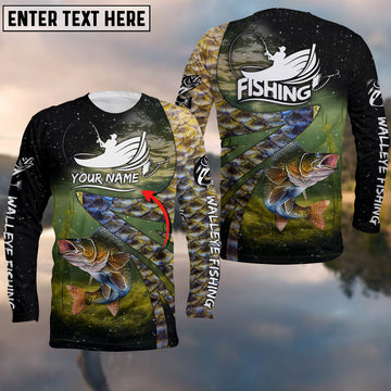 BlueJose Fishing Walleye Skin Customize Name 3D Shirts