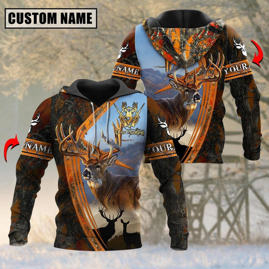BlueJose Personalized Name Majestic Deer Hunting Camo Pattern 3D Shirts (3 Colors)