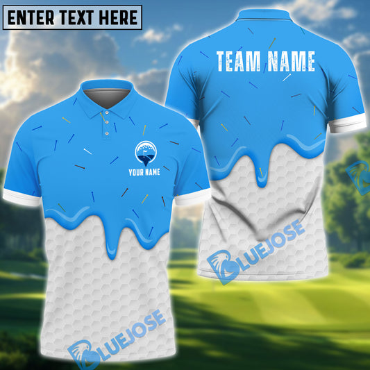 BlueJose Golf Ice Cream Melting On Ball Cone Multicolor Option Polo Shirt (6 Colors)