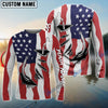 Bluejose Us Fishing Fish Hook American Flag Custom Long Sleeves Shirts Patriotic
