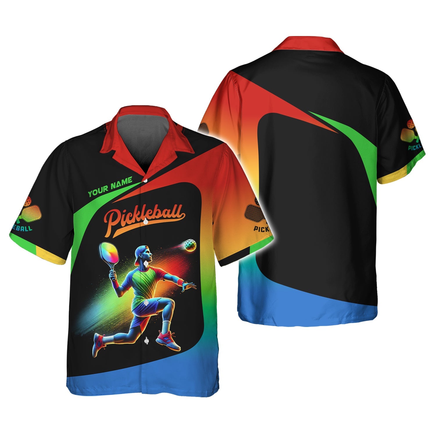 Custom Pickleball Player With Multicolor Effect T-Shirt, Gift For Pickleball Fan