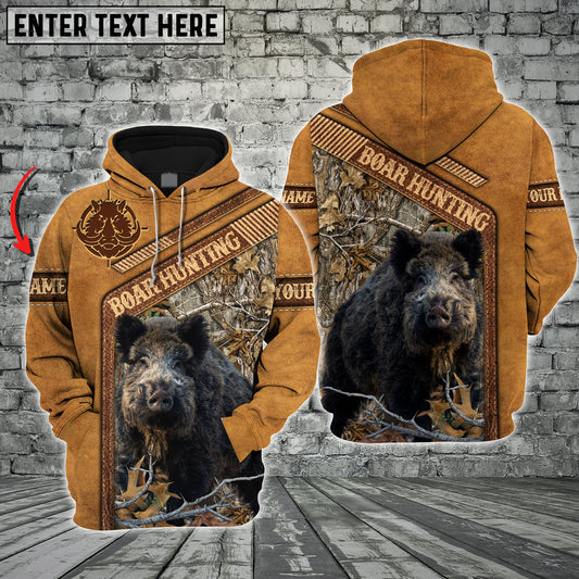 BlueJose Customized Name Boar Hunting Leather Pattern 3D Shirt