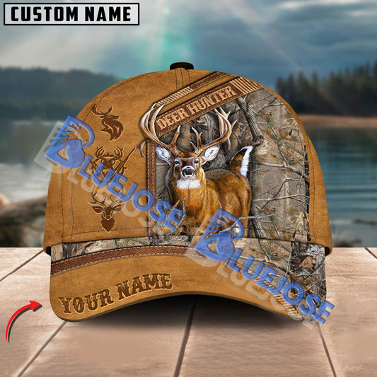 BlueJose Deer Hunting Camouflage Brown Leather Pattern Multicolor Personalized Cap