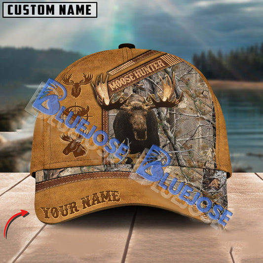 BlueJose Moose Hunting Camouflage Brown Leather Pattern Multicolor Personalized Cap