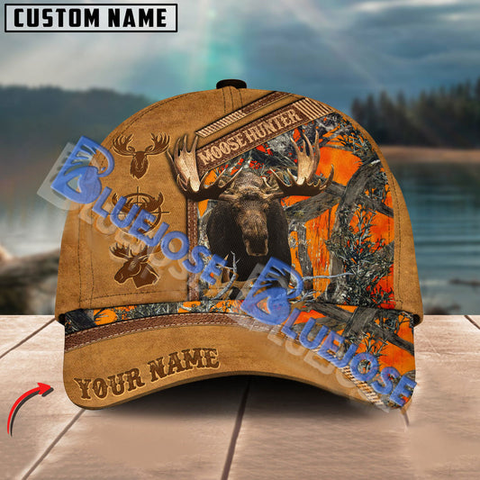 BlueJose Moose Hunting Camouflage Brown Leather Pattern Multicolor Personalized Cap
