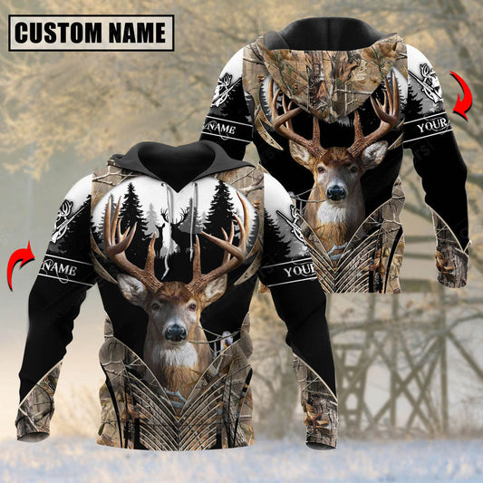 BlueJose Personalized Name Deer Hunting Camouflage Forest Pattern 3D Shirts (3 Colors)
