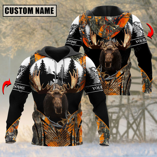 BlueJose Personalized Name Moose Hunting Camouflage Forest Pattern 3D Shirts (3 Colors)