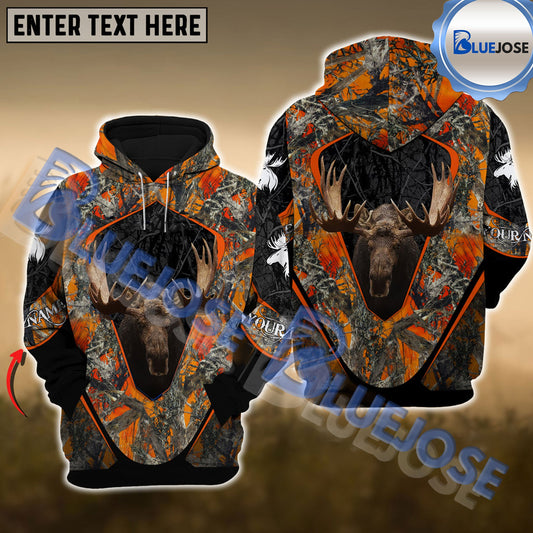 BlueJose Personalized Name Camouflage Moose Hunting 3D Shirts (3 Colors)