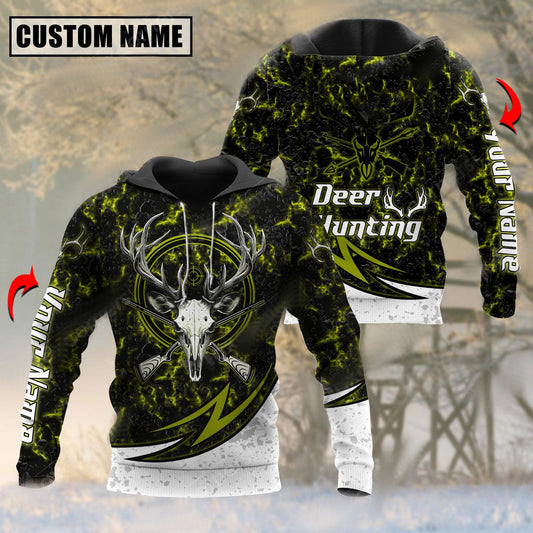 BlueJose Personalized Name Deer Hunting Skull Magma Pattern 3D Shirts (3 Colors)