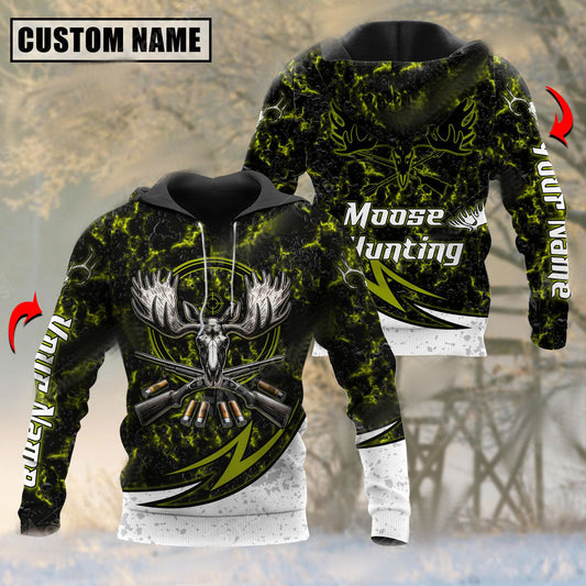 BlueJose Personalized Name Moose Hunting Skull Magma Pattern 3D Shirts (3 Colors)