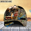 BlueJose Deer Hunting American Flag Version Golden Line Pattern Multicolor Personalized Cap