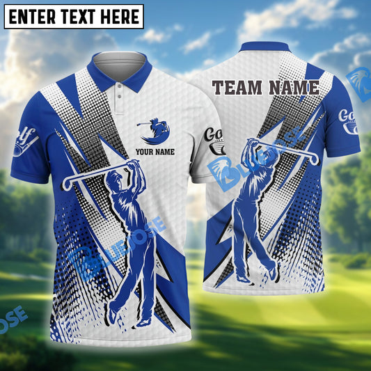 BlueJose Golf Lightning Strike Polo Shirt Customized Name, Team Name 3D Shirts (4 Colors)