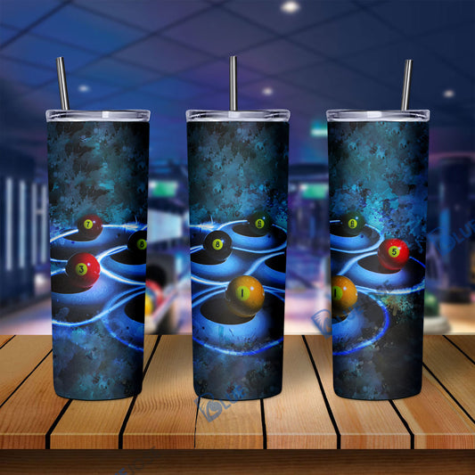 BlueJose Billiards Blue Watercolor Skinny Tumbler