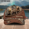 BlueJose Hunting Personalized Name Brown Carving Leather Pattern 3D Classic Cap