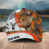 BlueJose Hunting Orange Camo White Sport Customized Name Cap