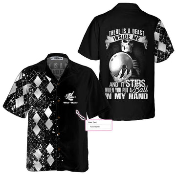 BlueJoses There Is A Beast Inside Me Silver Bowling Personalized Name Hawaiian Shirt