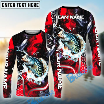 Bluejose Crappie Fishing Red Thunder Custom Name & Team Name 3D Shirts