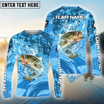Bluejose Bass Fishing Catch The Blue Wave Custom Name & Team Name 3D Shirts